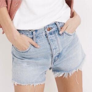 NWT Madewell Relaxed Fit Mid-Rise Denim Jean Shorts Button Fly Cut-Off Size 30